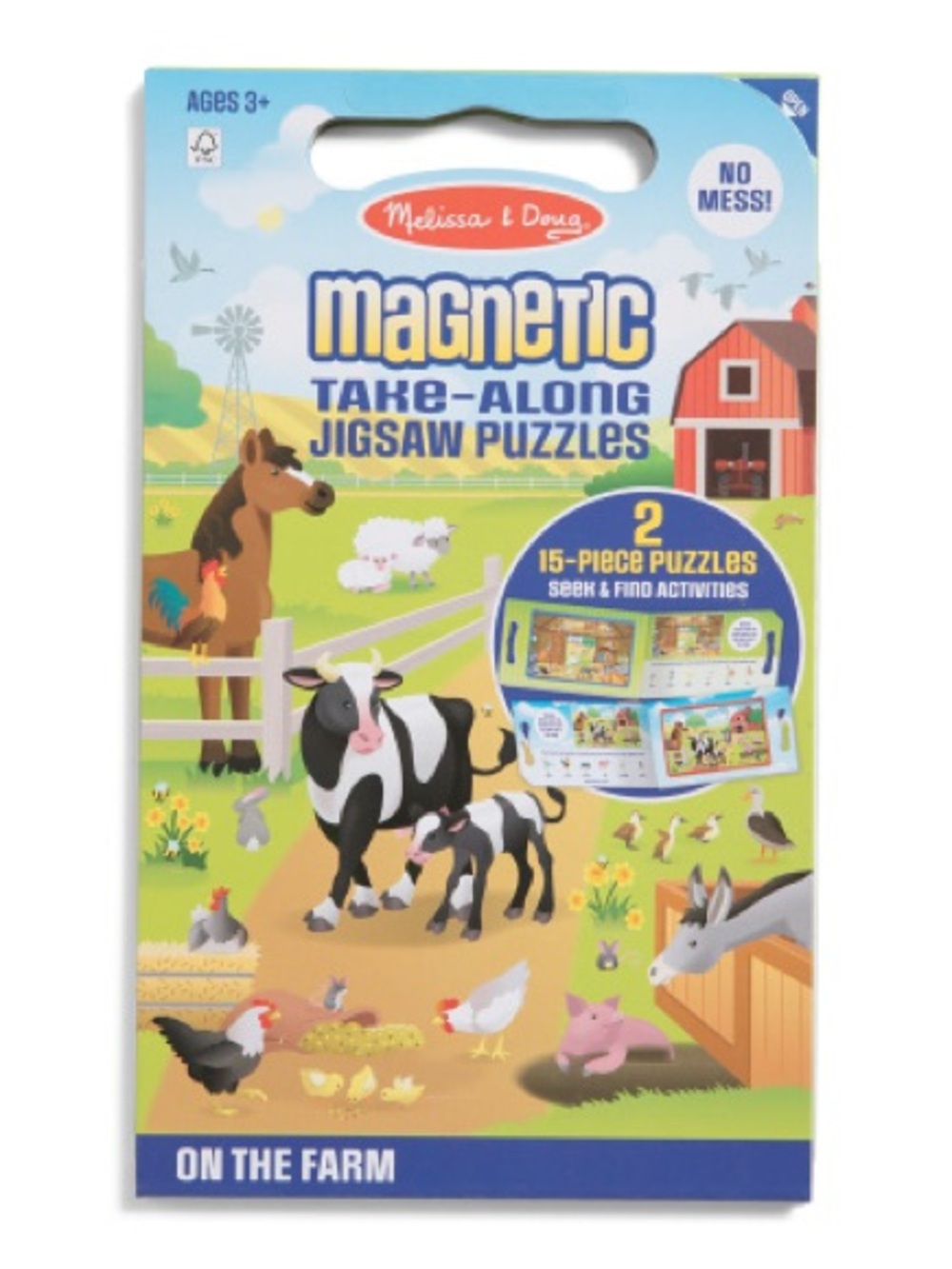 Melissa & Doug Magnetic Take-Along Jigsaw Puzzles - Blue & Green Farm Scene